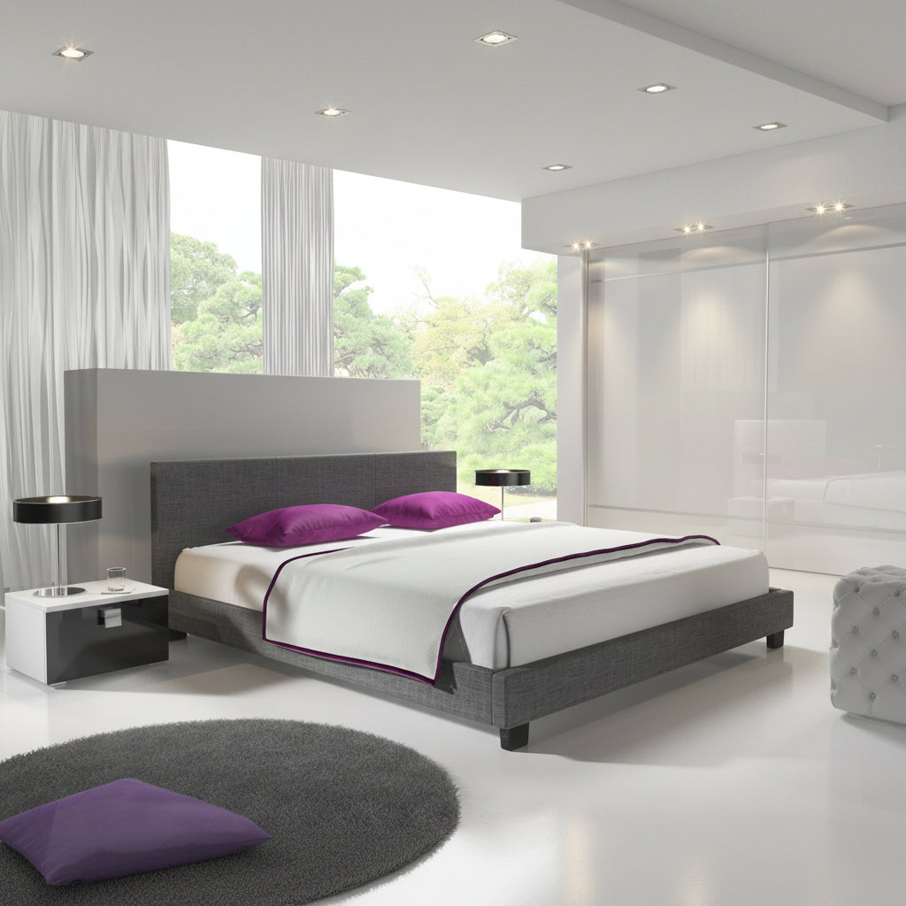 George - Tweepersoonsbed - Stof grijs - 160x200 cm
