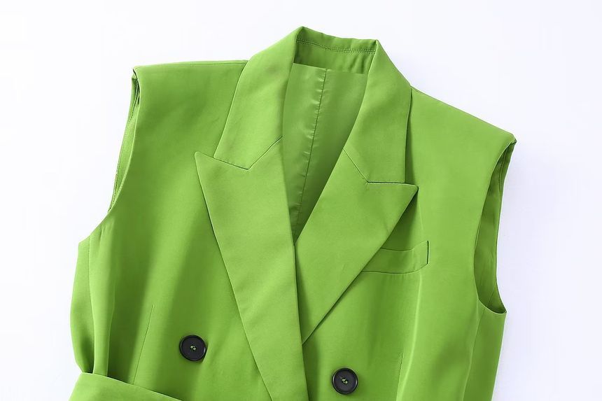 Avauntgardo - Effen dubbelrijs vest / Hoge taille wijde broek