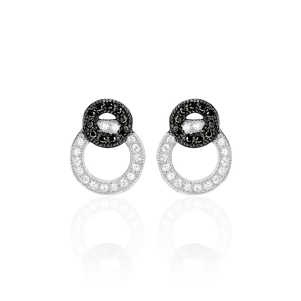 Boucles D'oreilles Puces Diana Argent Blanc Oxyde De Zirconium
