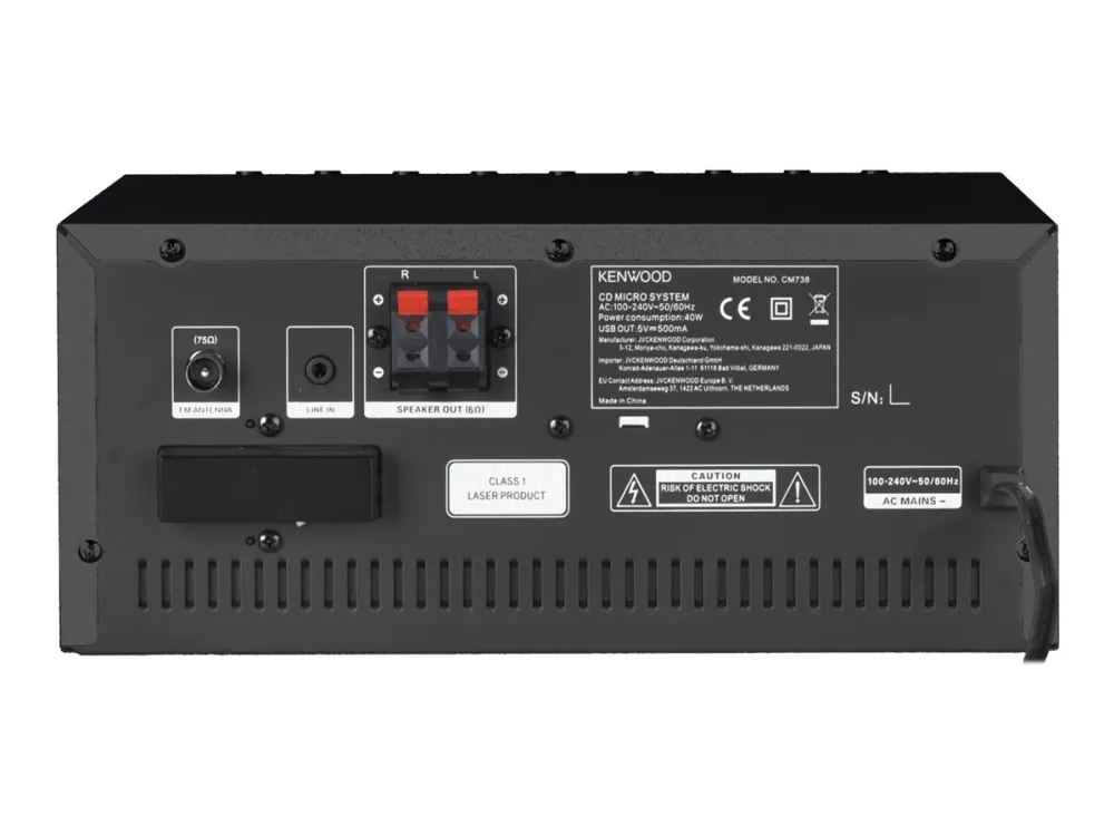 Kenwood M-9000S - Mikrosystem - 2 x 50 Watt - sort