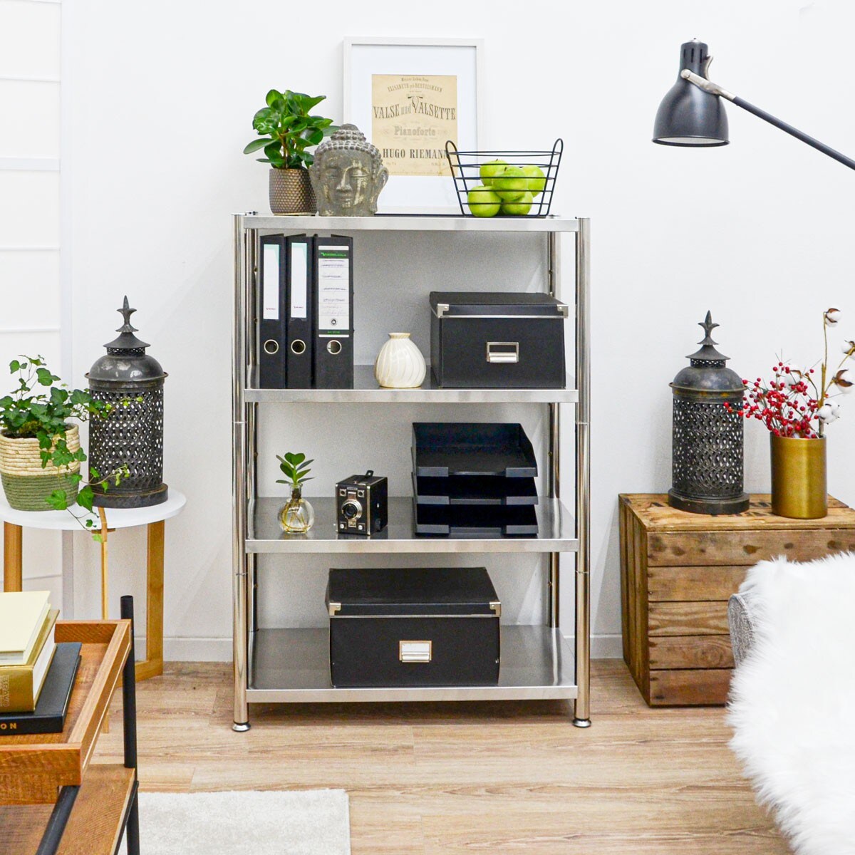 Edelstahl Regal bis 160kg - 4 Ebenen Schwerlastregal 74x41x109 Metallregal Küche