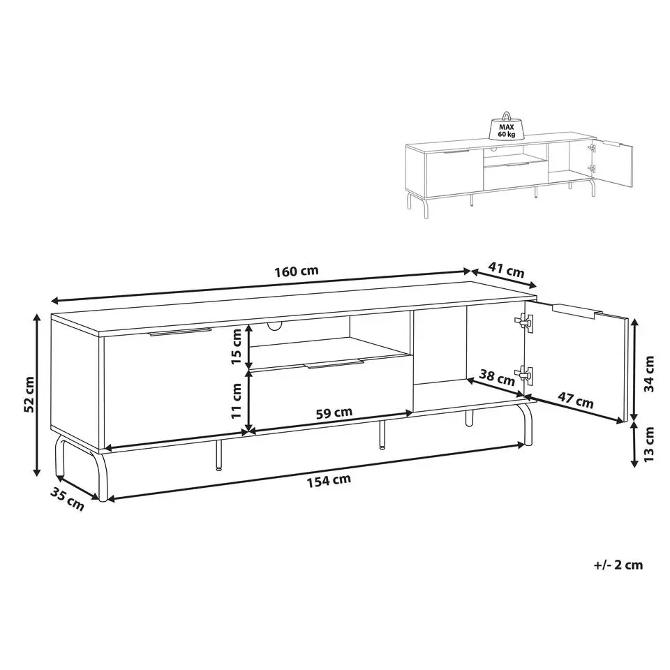 ARKLEY - TV-meubel - Zwart - Vezelplaat