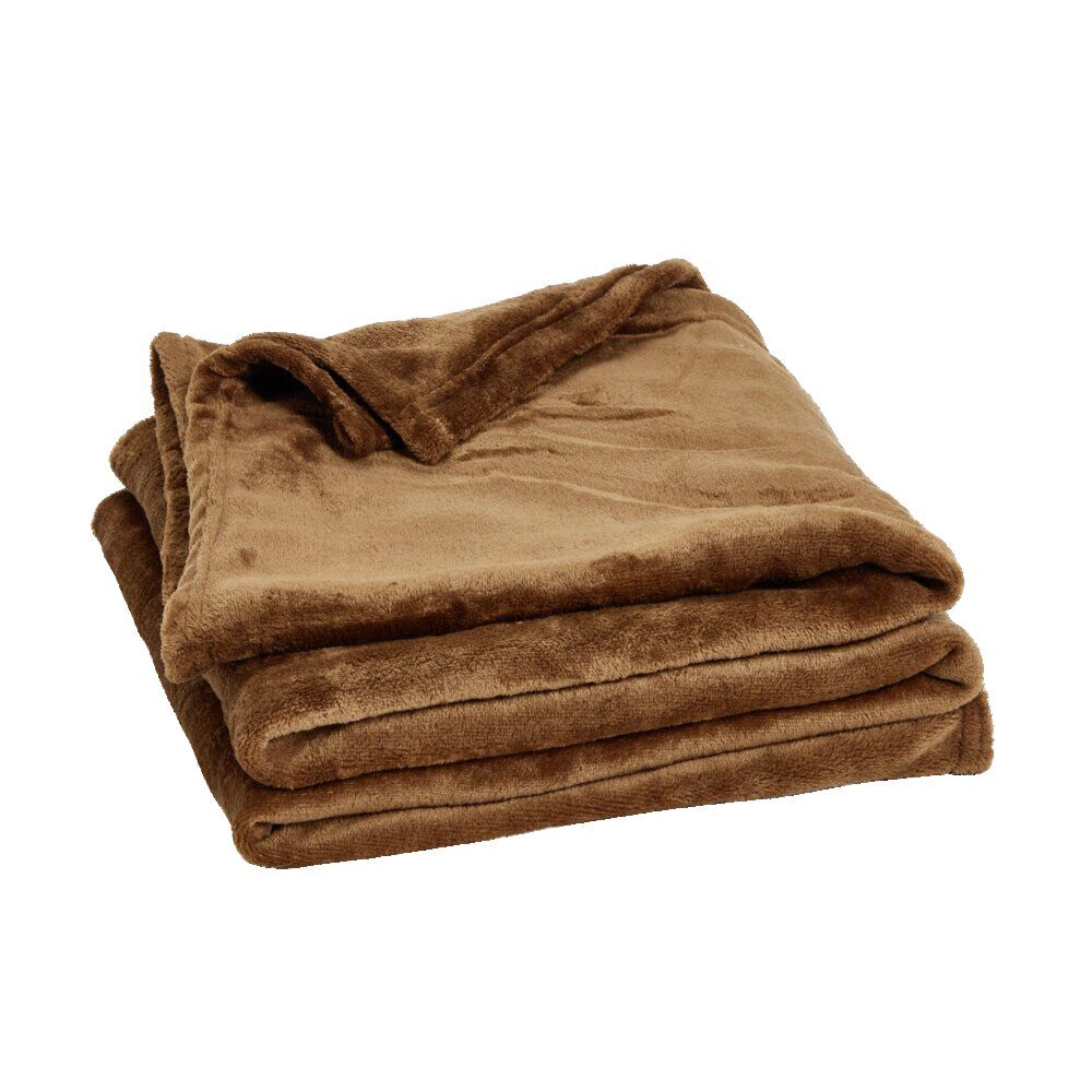 Plaid polaire uni marron 130x160cm