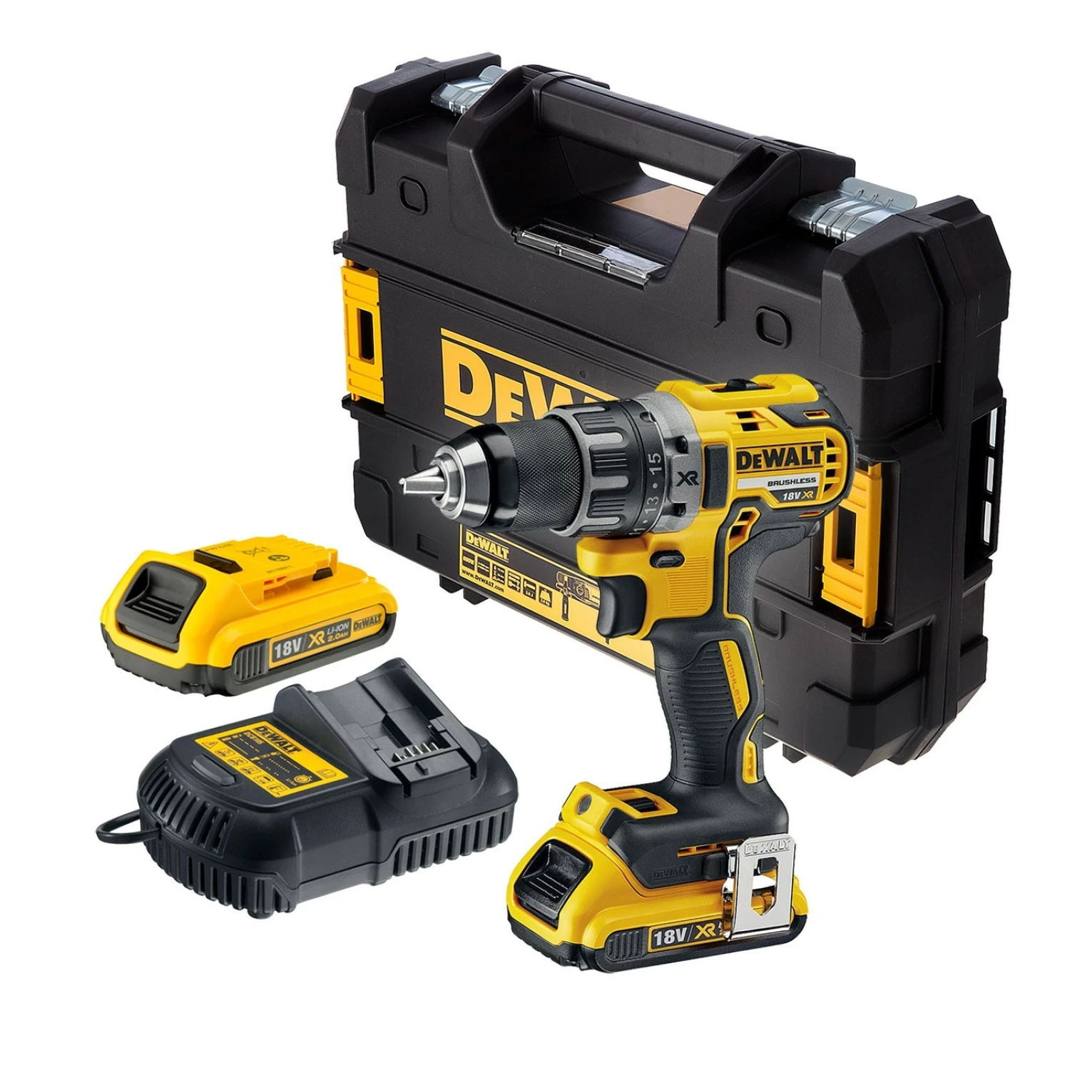DeWALT DCD791D2 18V Li-Ion accu boor-/schroefmachine set (2x 2.0Ah accu) in TSTAK - koolborstelloos