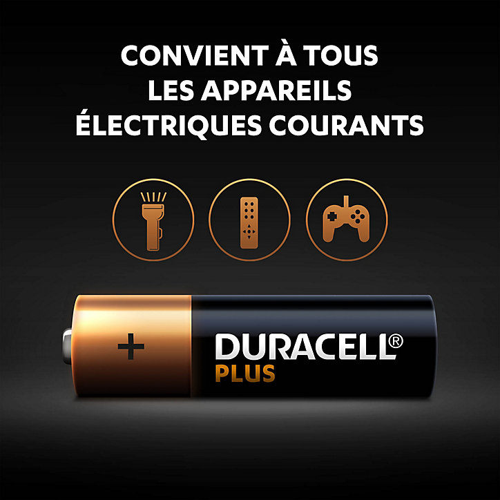 Pile alcaline AA (LR6) Duracell Plus, lot de 8