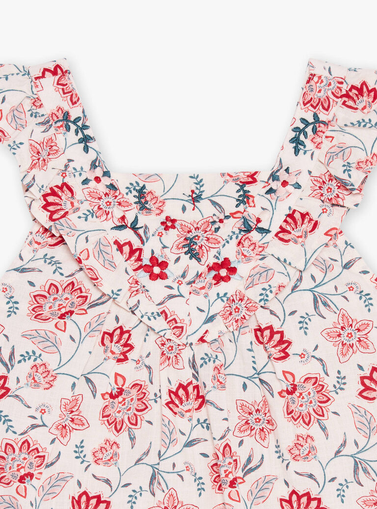 Blouse nude à imprimé fleuri