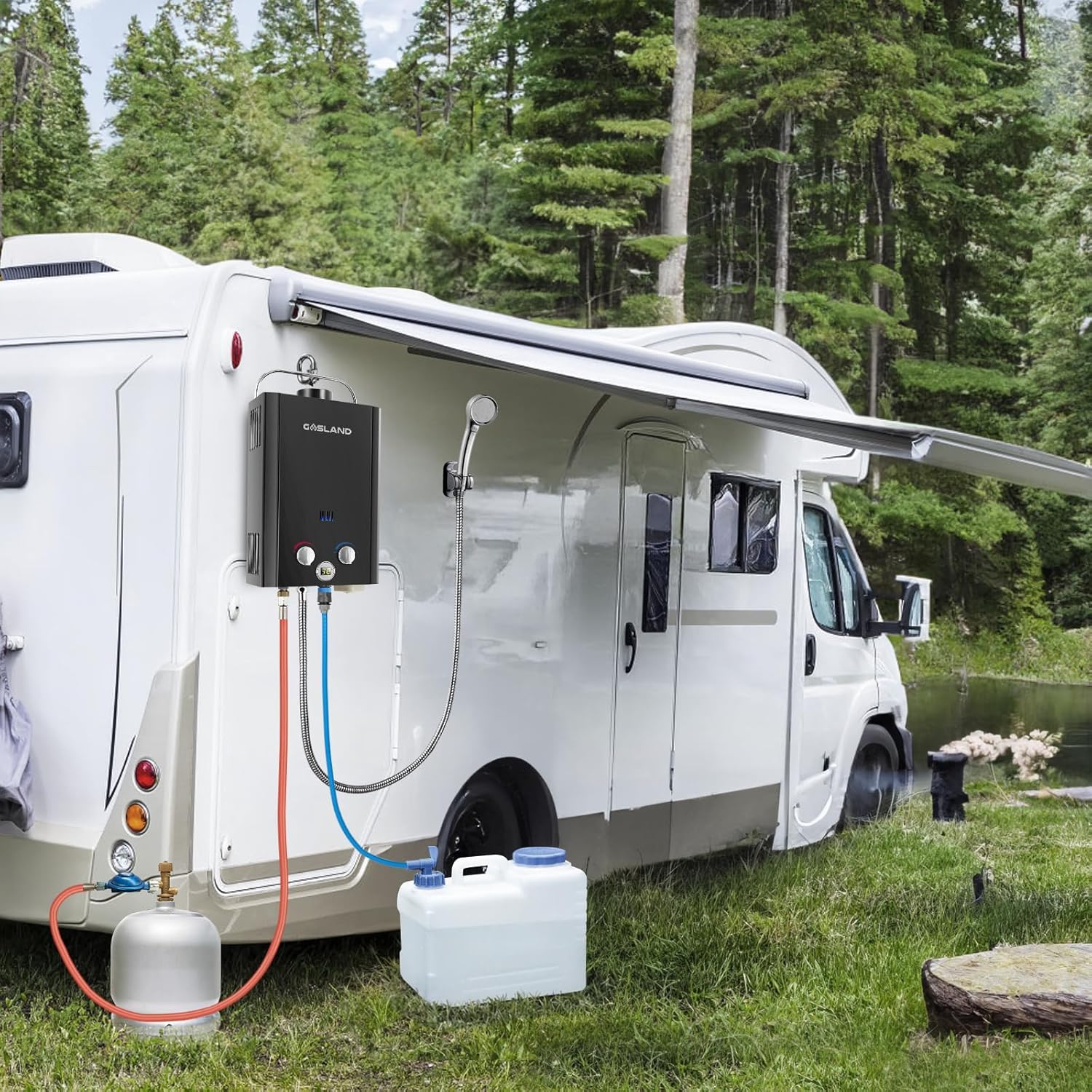 GASLAND BE158B Gasdurchlauferhitzer, 6L Tankless LPG Durchlauferhitzer 30/37mbar, Instant Gasdusche für Campingdusche Pferdedusche