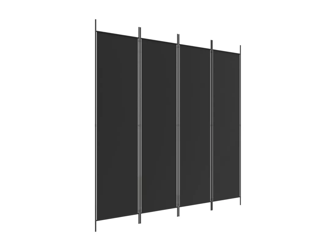 Cloison de séparation 4 panneaux Noir 200x200 cm Tissu