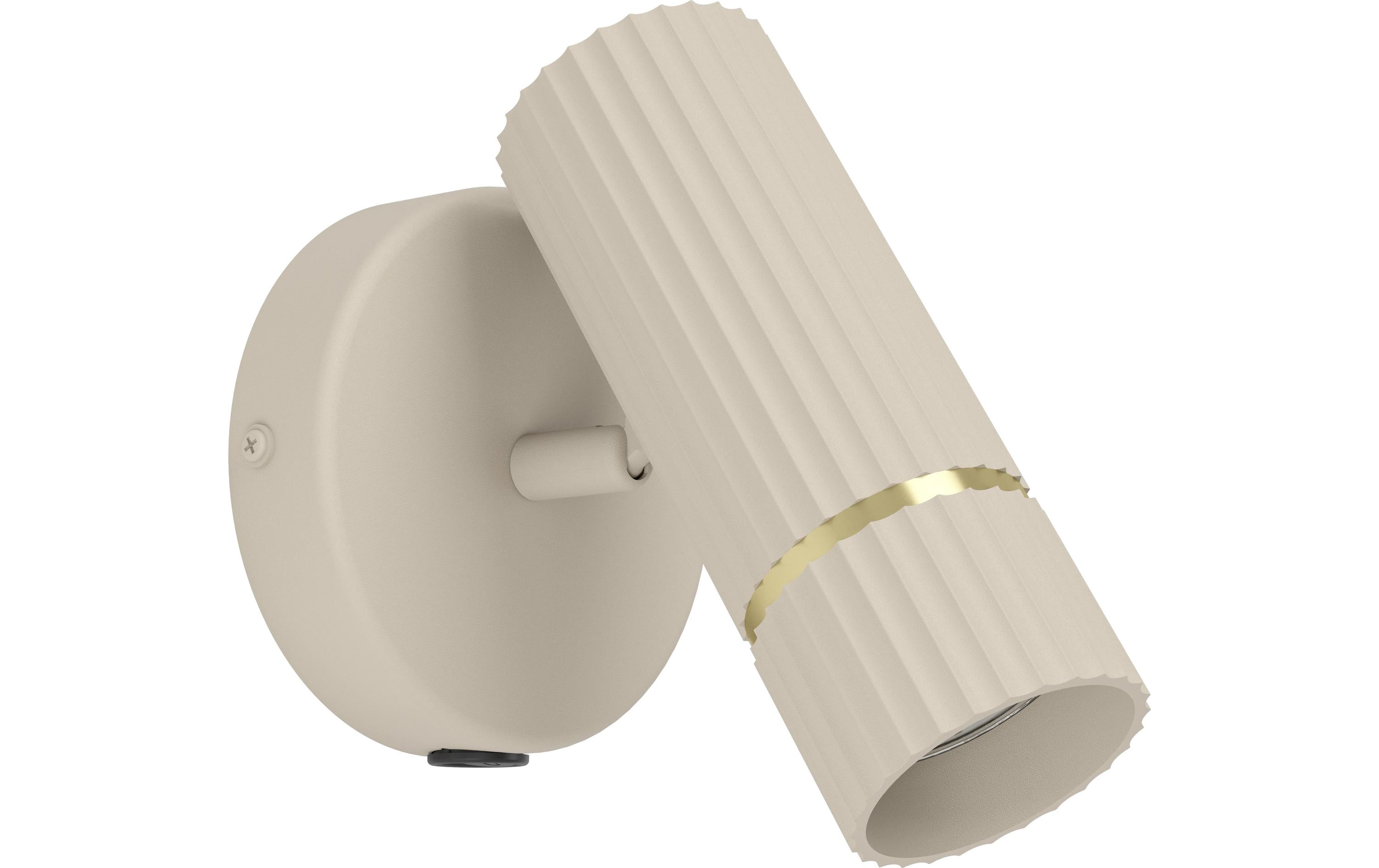 Wandleuchte CAMINIA GU10 1 x 4.7WLED Wandleuchte mit GU10-Fassung und Wippschalter, sandfarben mit Messingakzenten