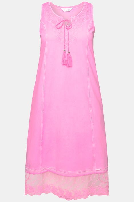 Jerseykleid, A-Linie, cold dyed, Lochstickerei, ärmellos