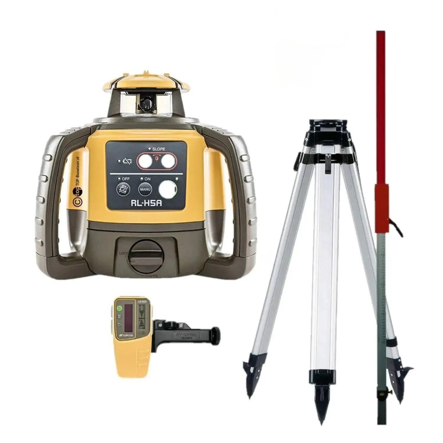 Topcon RL-H5A Roterende Laser Rood incl. Laserontvanger   Laserbaak   Tripod in koffer
