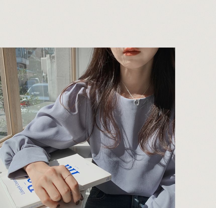 MIKIGA - Effen blouse met lange mouwen