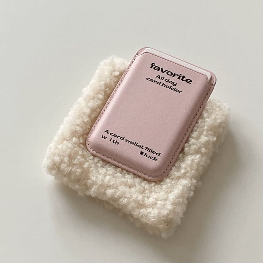 Karnemelk - Magnetische telefoonkaarthouder van imitatieleer met letters