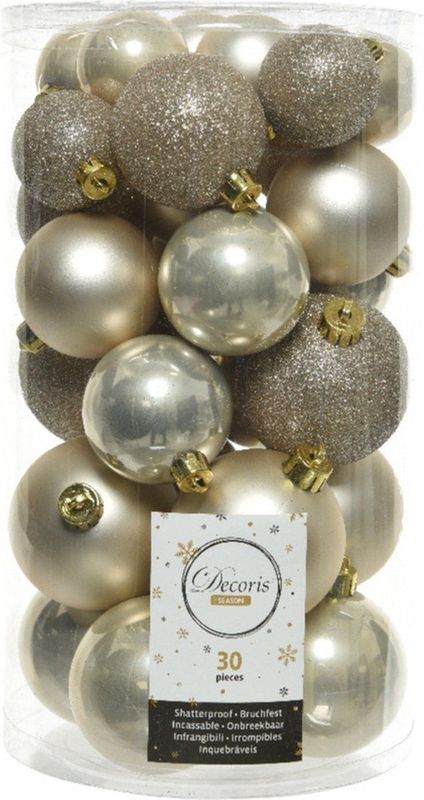 Decoris - Kerstballen - Champagne - Kunststof - 44x Stuks