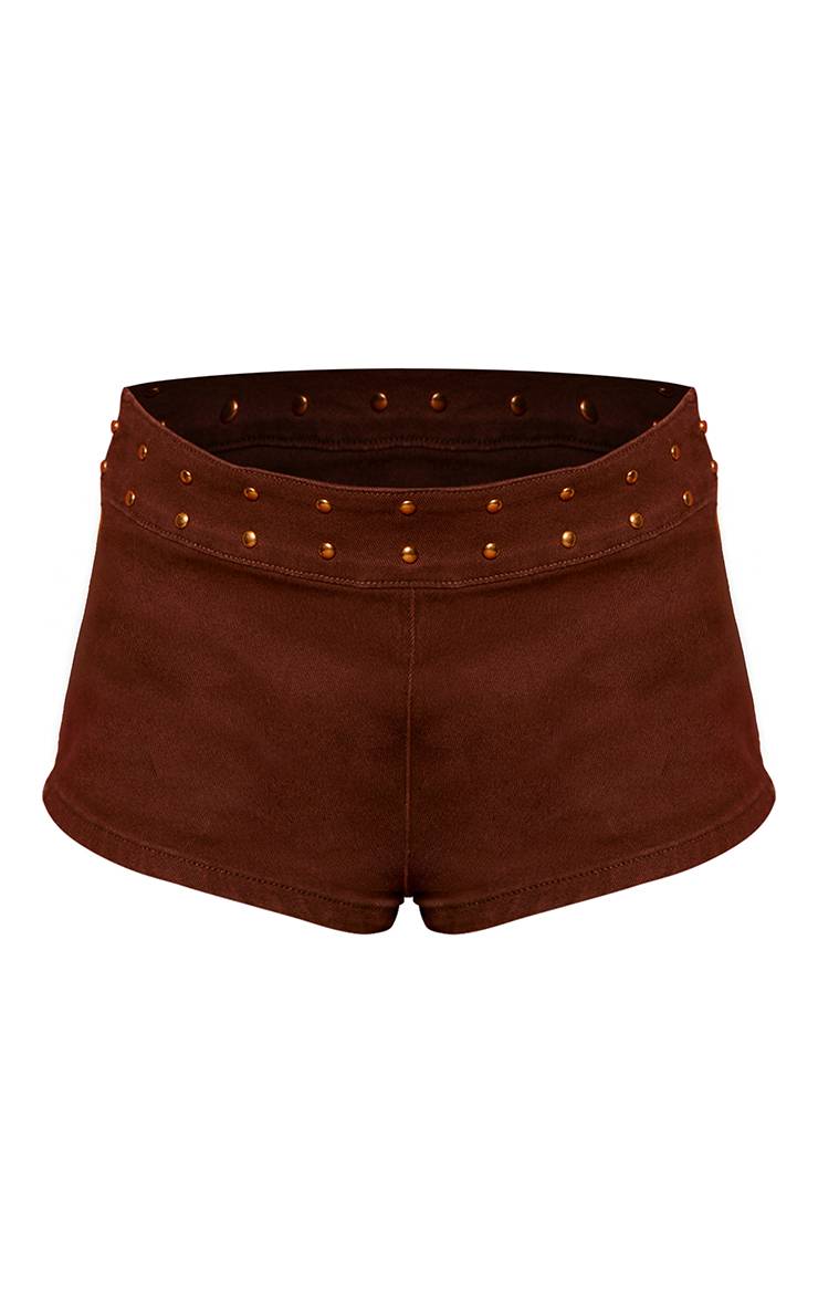 Kaki Short En Jean Taille Basse Clouté