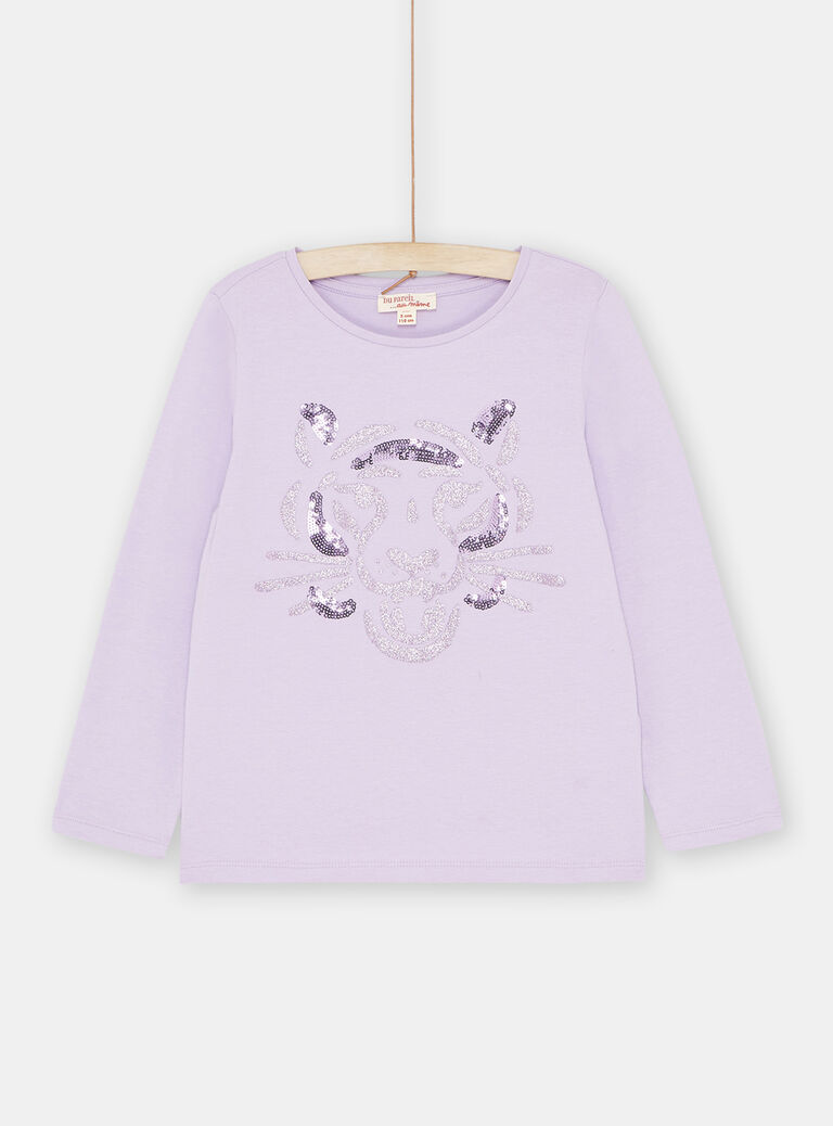 T-Shirt en sequin mauve fille