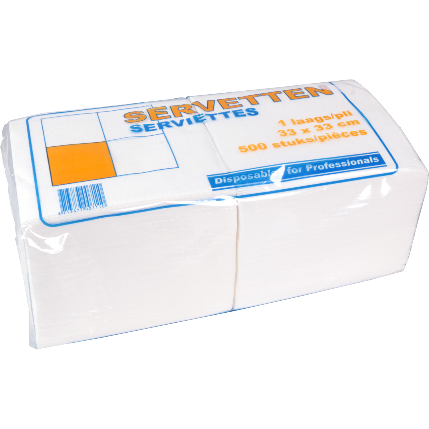 Servet, 1/4 vouw, 1-laags, 33x33cm, papier, wit