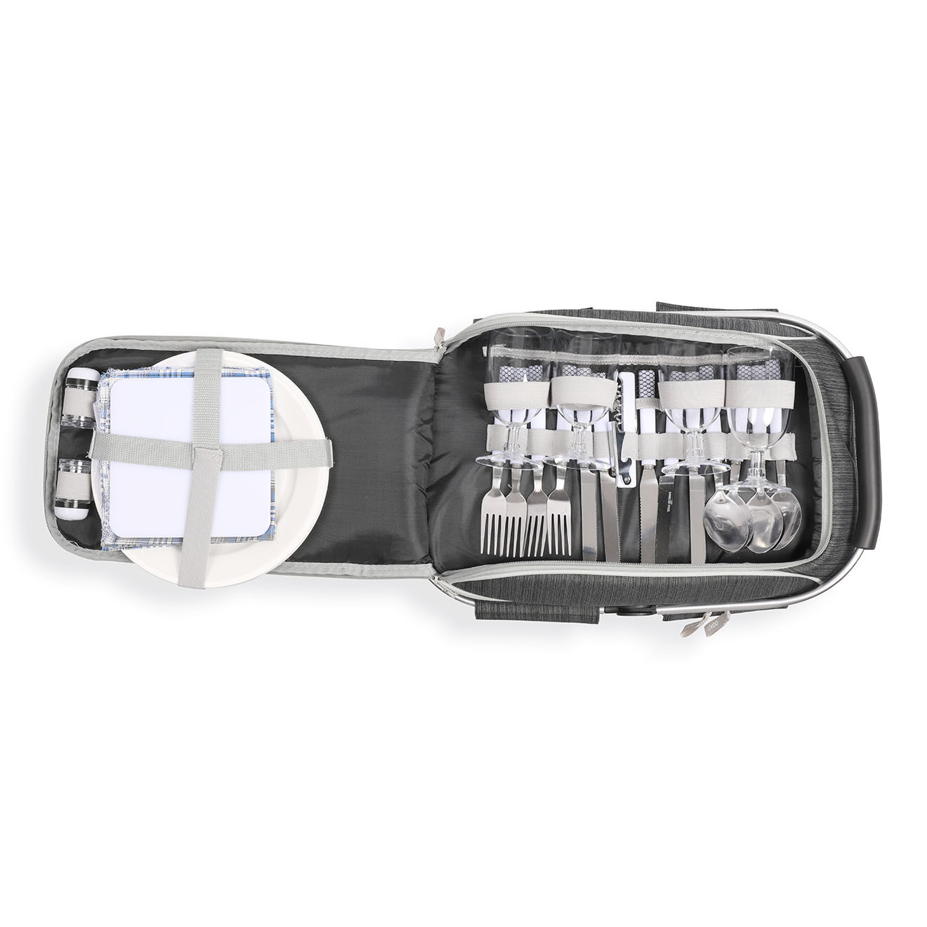 Livoo Panier pique-nique 4 personnes avec accessoires gris