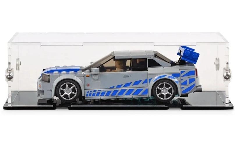 Baukasten Acryl-Display für LEGO 76917 2 Fast 2 FuriousAcry-Display-Box mit schwarzem Boden für LEGO 2 Fast 2 Furious Nissan Skyline GT-R / R34