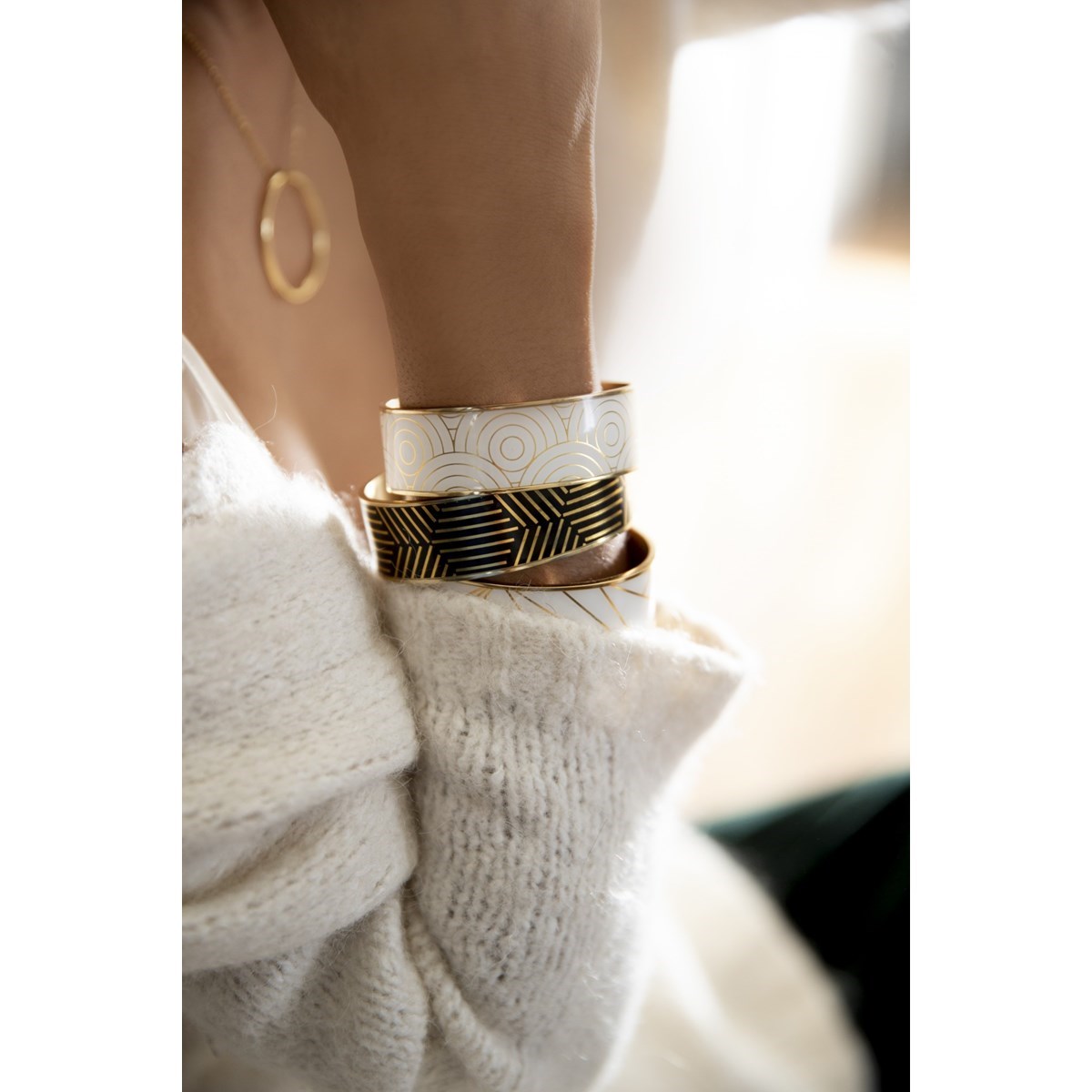 Bracelet en Acier 316L et laque - jaune brillant