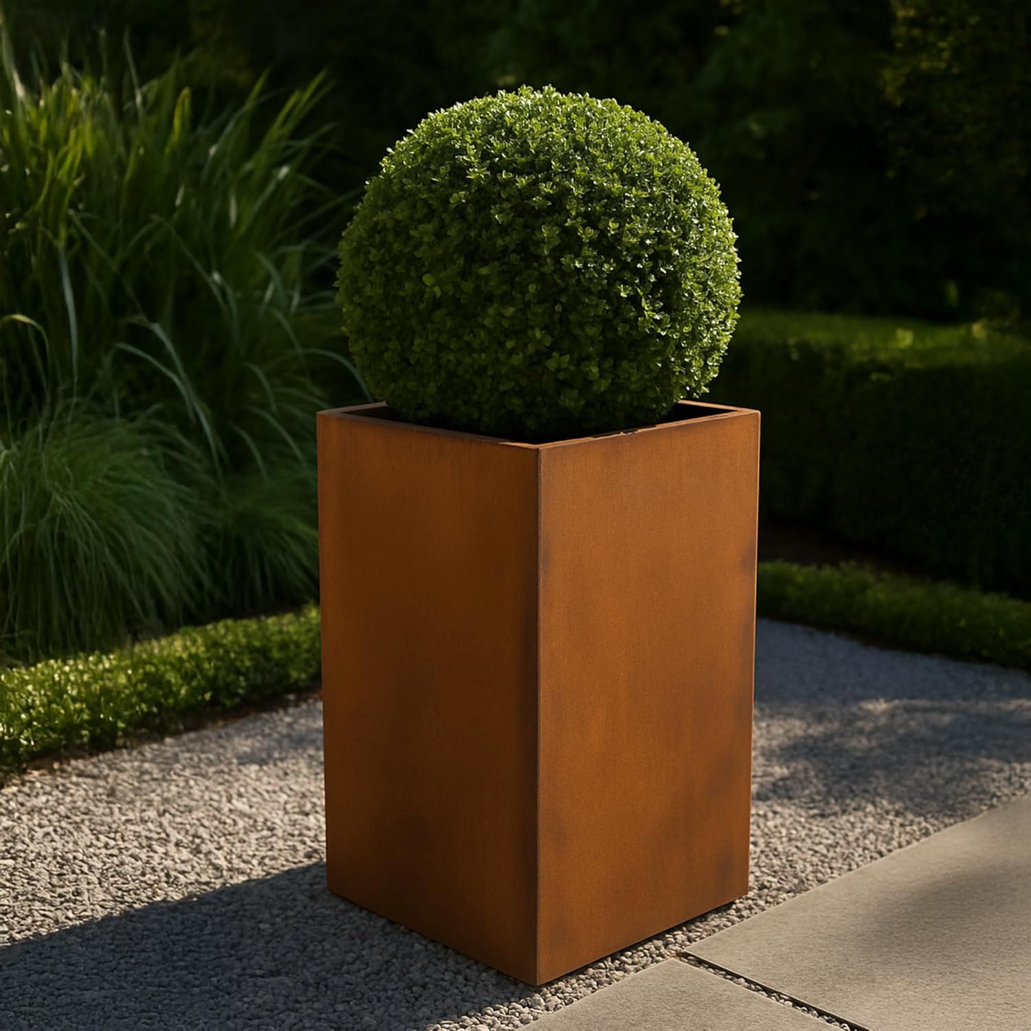 Köhko® Designer-Blumenkübel aus Cortenstahl Viva 36 x 36 x 75 cm | Pflanztopf in Edelrost-Optik