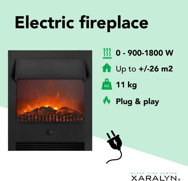 Xaralyn Lagos elektrische inbouwhaard - 1800 Watt verwarming - Plug and play