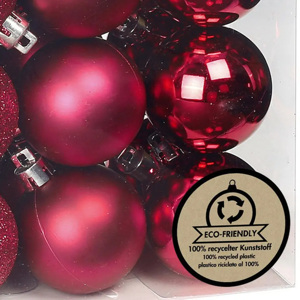 Inge Christmas kerstballen - 44x - bessen roze - kunststof - mix