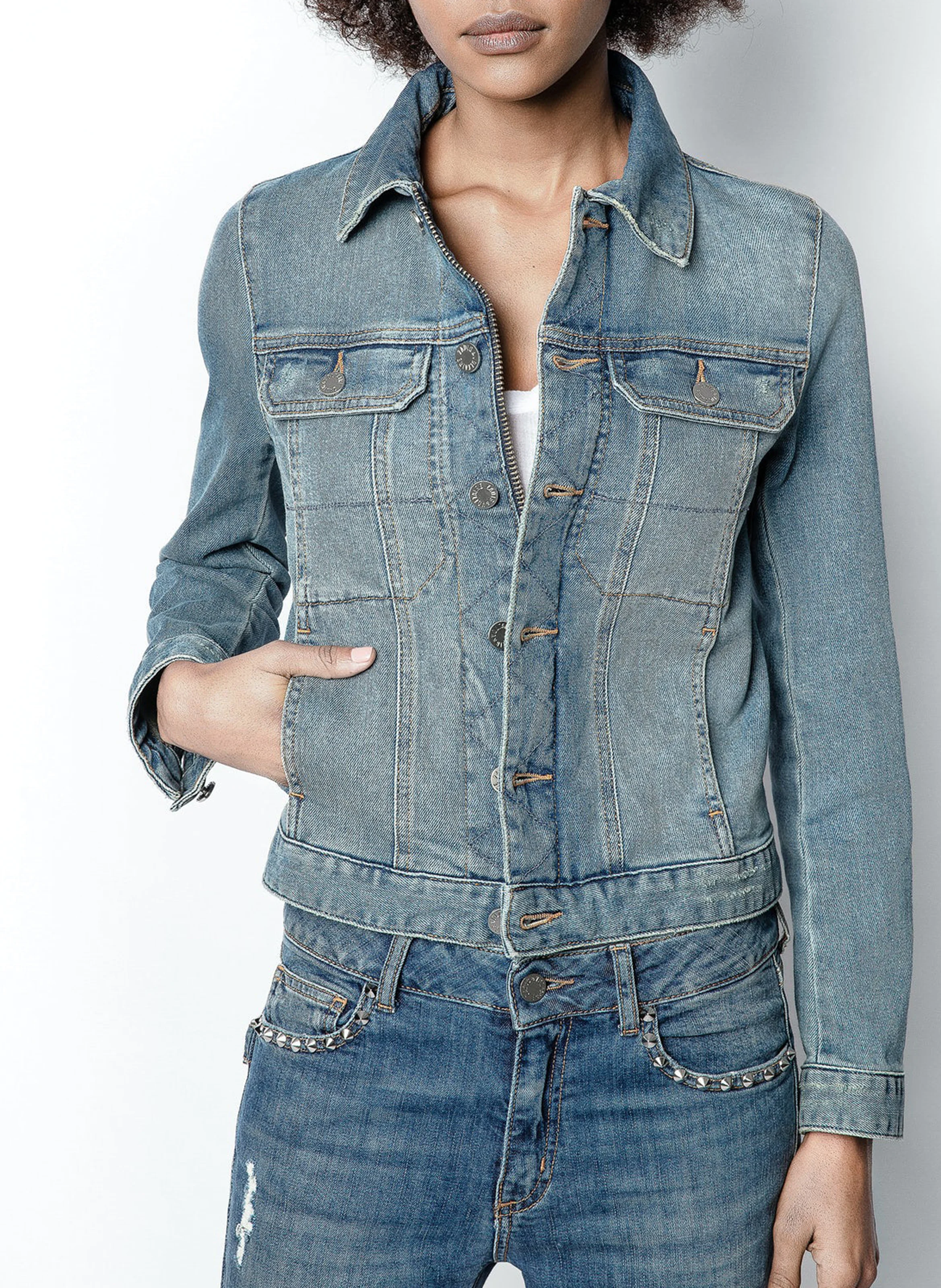 KIOKY - Blouson zippé en jean | Bleu