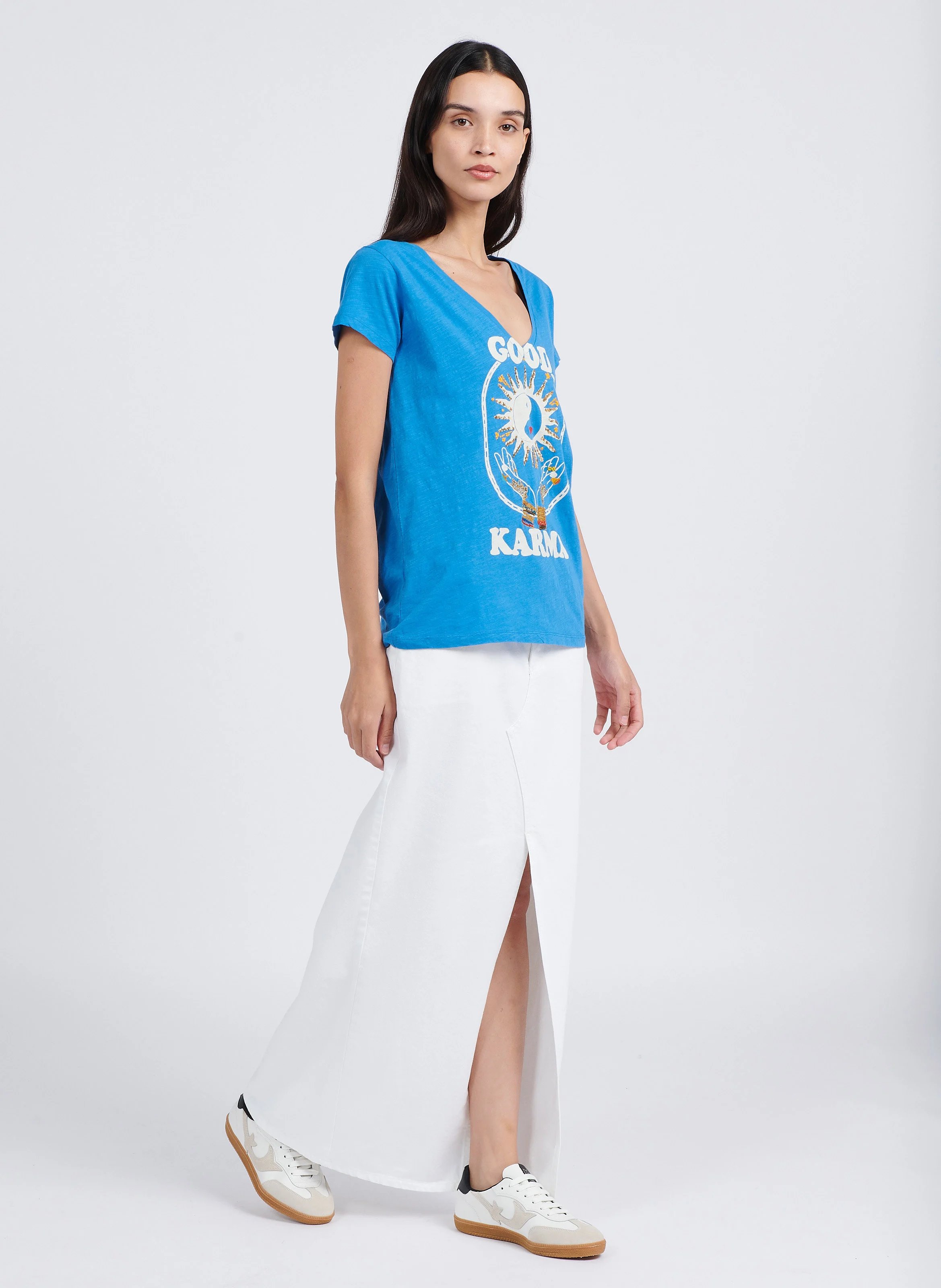 CREW - Baskets basses en cuir bi-matière | Blanc