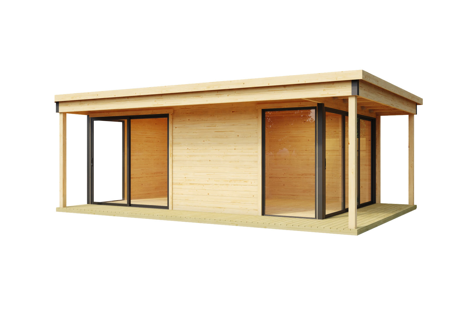 Gartenhaus DOMEO 3 LOGGIA - natur-anthrazit - Fichte massiv