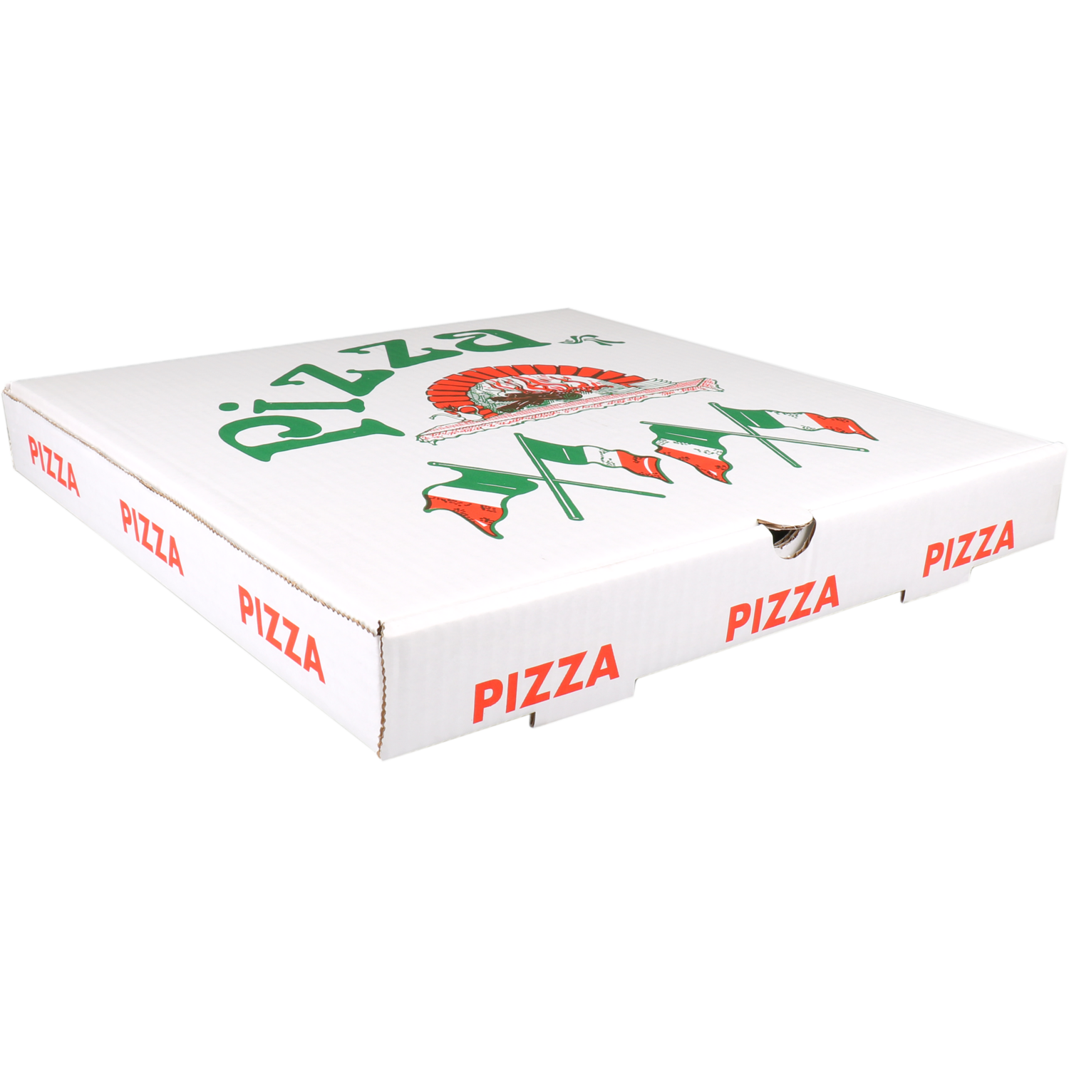 Pizzadoos, golfkarton, 36x36x4.5cm, americano, wit