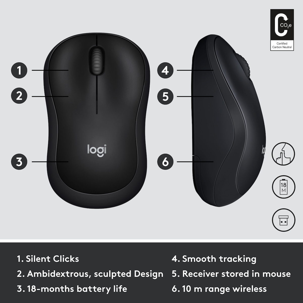 Logitech M220 Silent trådløs mus (sort)