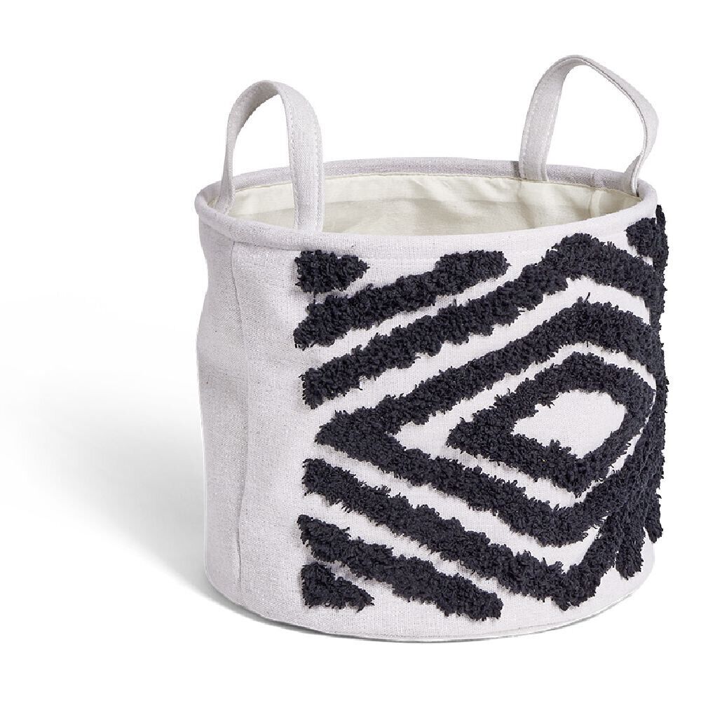Panière tuftée Ø30xH26cm blanc et noir