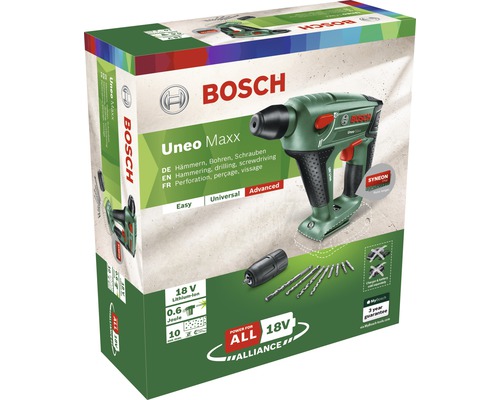 Bosch Uneo Maxx accu-boorhamer, zonder accu 18V incl. ronde schachtadapter