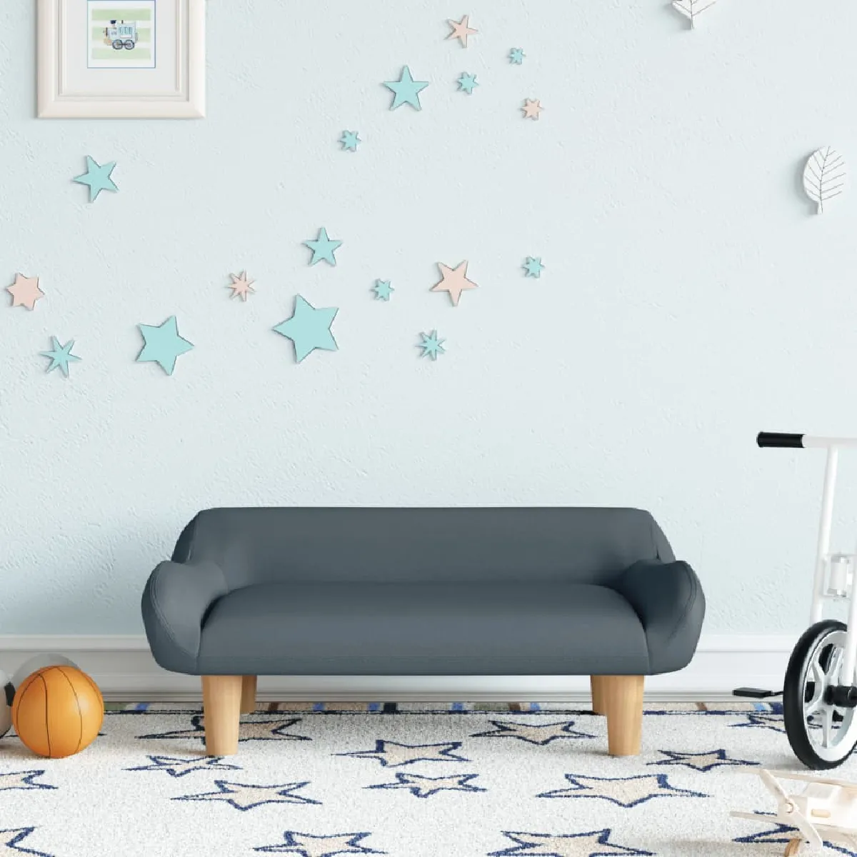 vidaXL Canapé enfant - Gris foncé