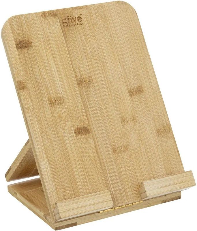 Tablet/iPad houder/standaard naturel 26 x 20 cm van bamboe hout - Tablethouder - iPadhouder