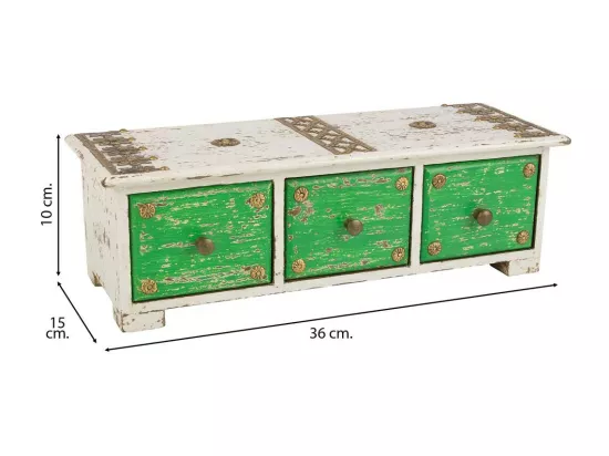 Boîte à bijoux en bois avec détails métalliques blancs 36x15x10h