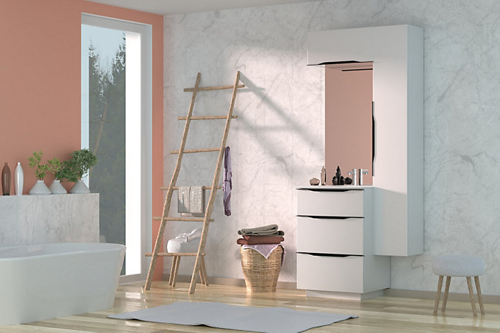 Meuble de rangement salle de bains haut Pamili blanc mat 60 cm