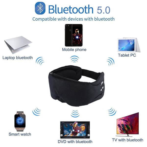 INF Sovemaske med hodetelefoner Bluetooth 5.0 Sort