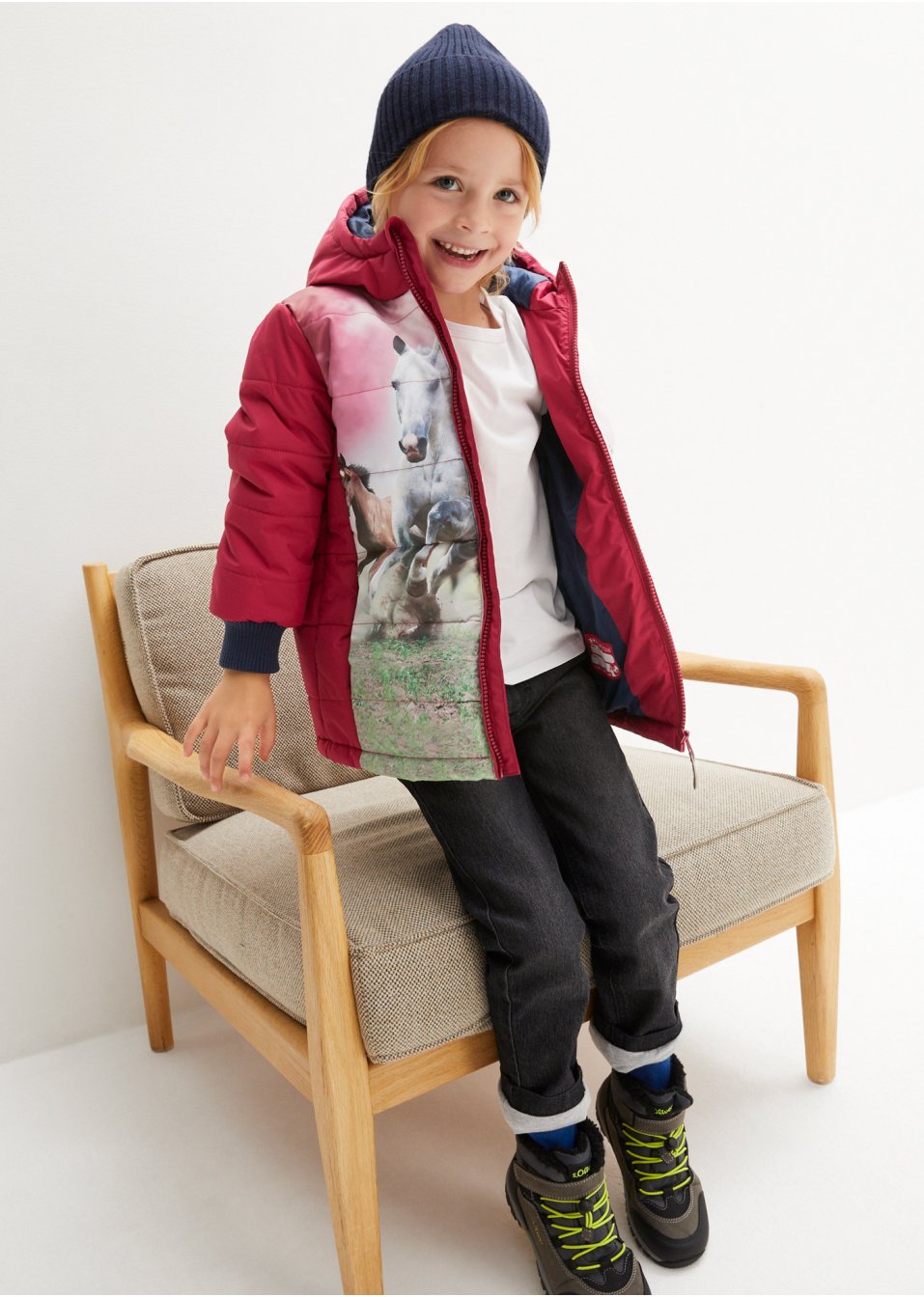 Veste hiver fille avec cheval, étanche et coupe-vent