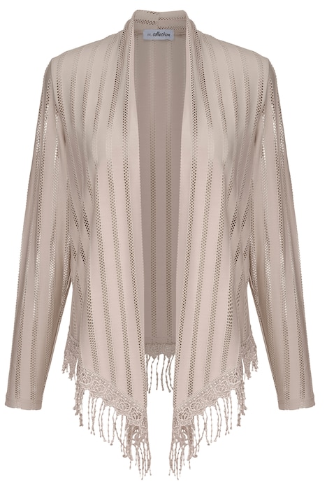 Shirtjacke, Straight Fit, V-Ausschnitt, Fransensaum