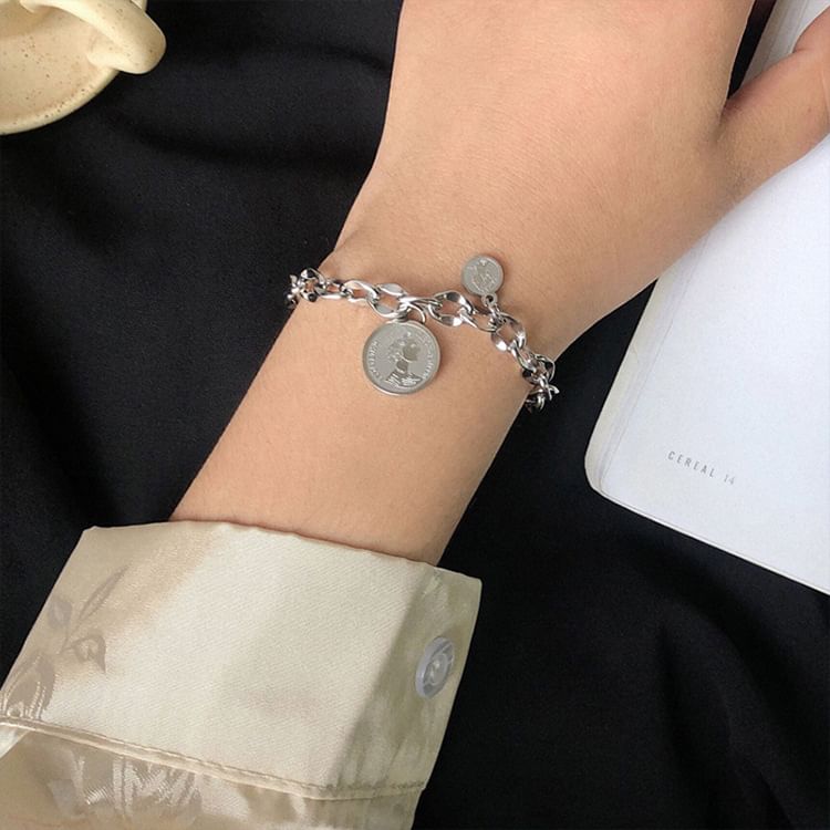 Malikasa - Schijfhanger / Armband van roestvrij staal / Set