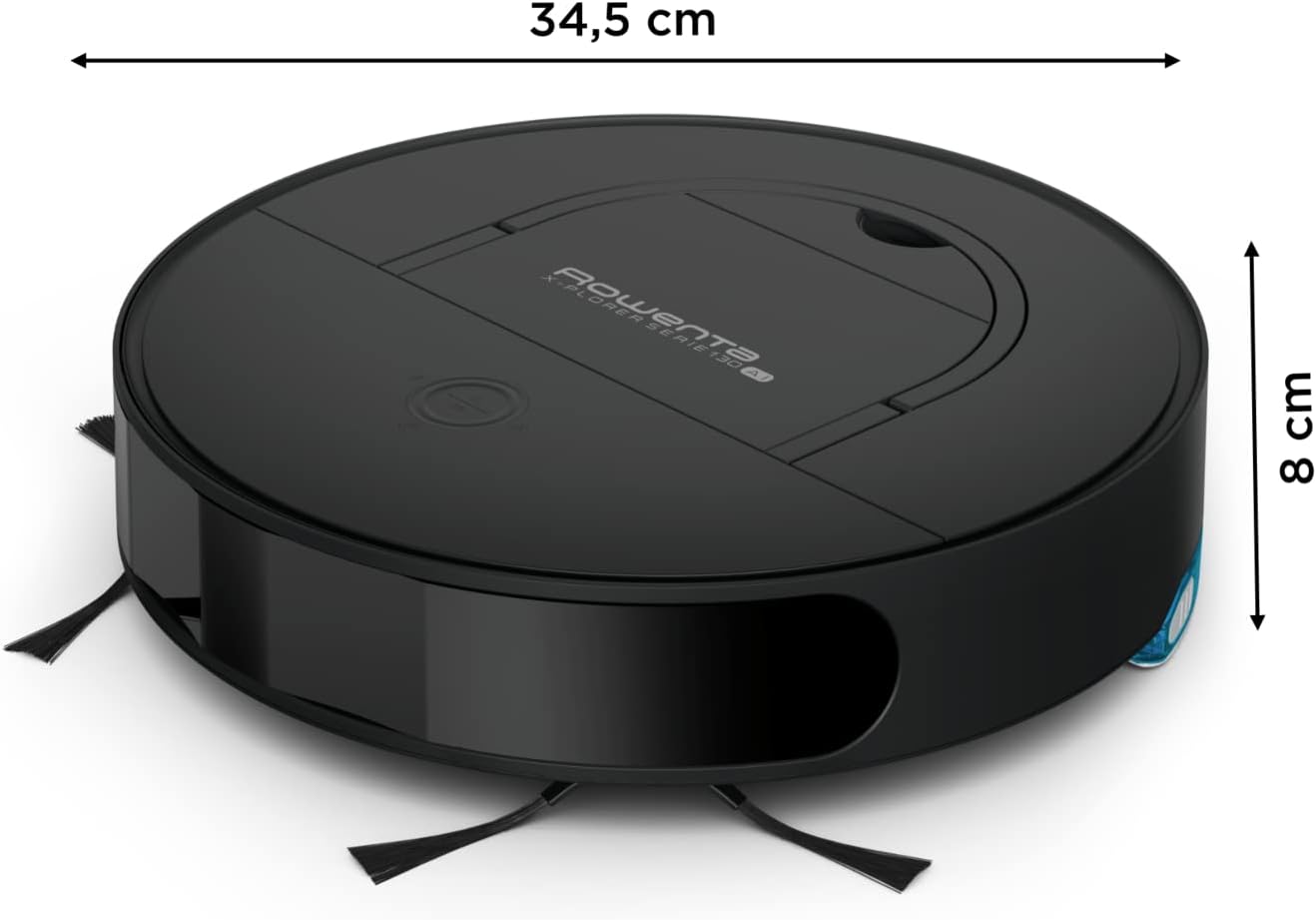 Rowenta X-Plorer Serie 130 AI, 4-in-1 Saugroboter mit Wischfunktion, Laser + Kamera-Navigationssystem, 4 Reinigungsmodi, 120 Min. Laufzeit, 3 Std. Ladezeit, 0,7 L Staubbehälter, schwarz, RR9065