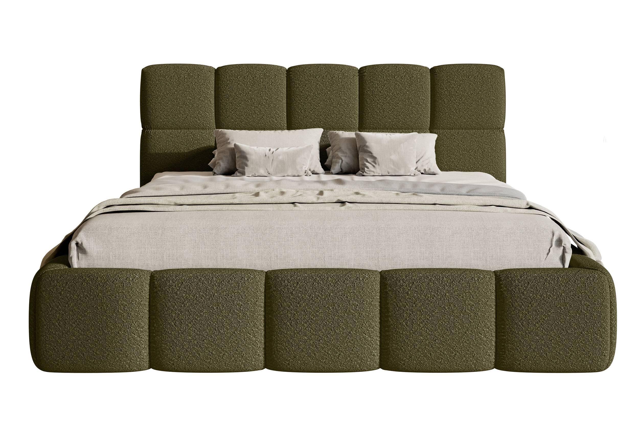 NADUVI Collection Chloe Bedframe 180 x 200 cm - met Opbergvak - Bouclé - Olijfgroen