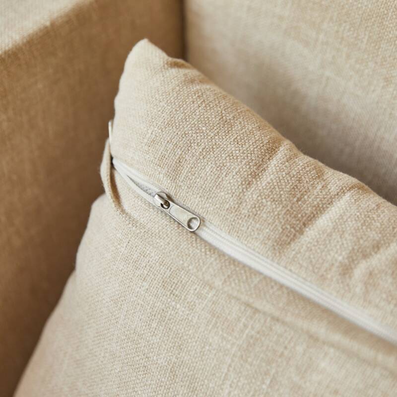 Fauteuil Metric en palissandre massif et tissu beige