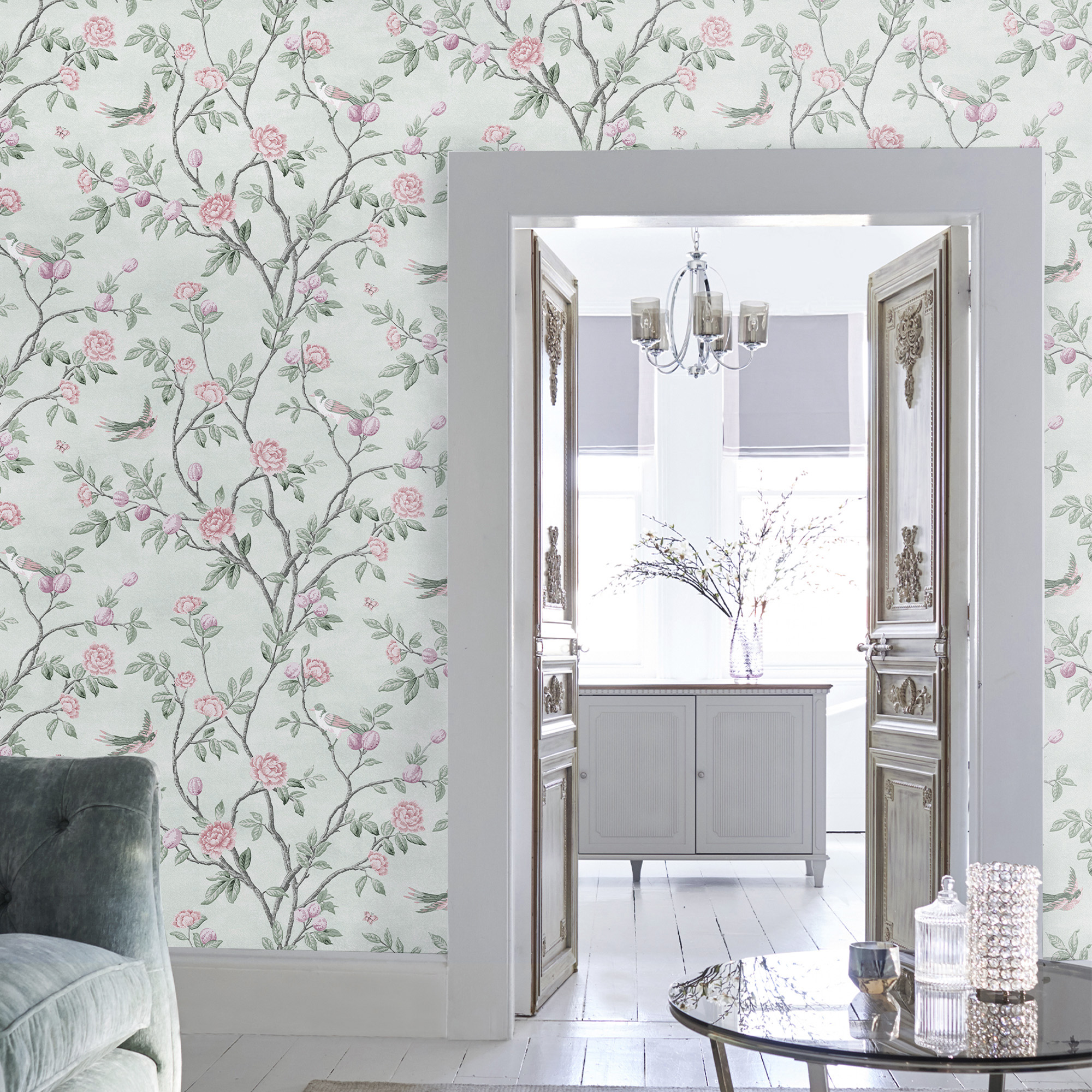 Vliesbehang eglantine eau de nil