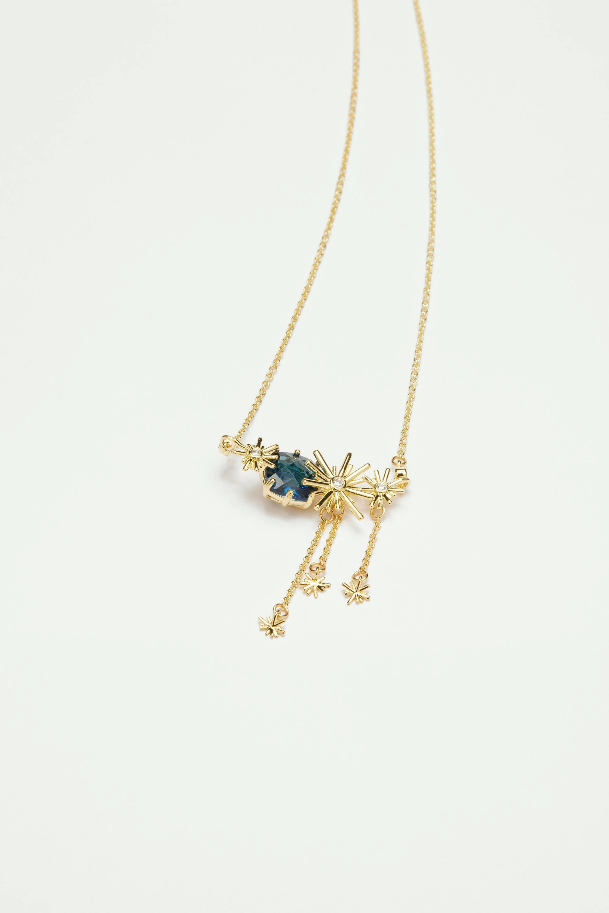 Collier plastron étoiles dorées et pierres s | Bleu