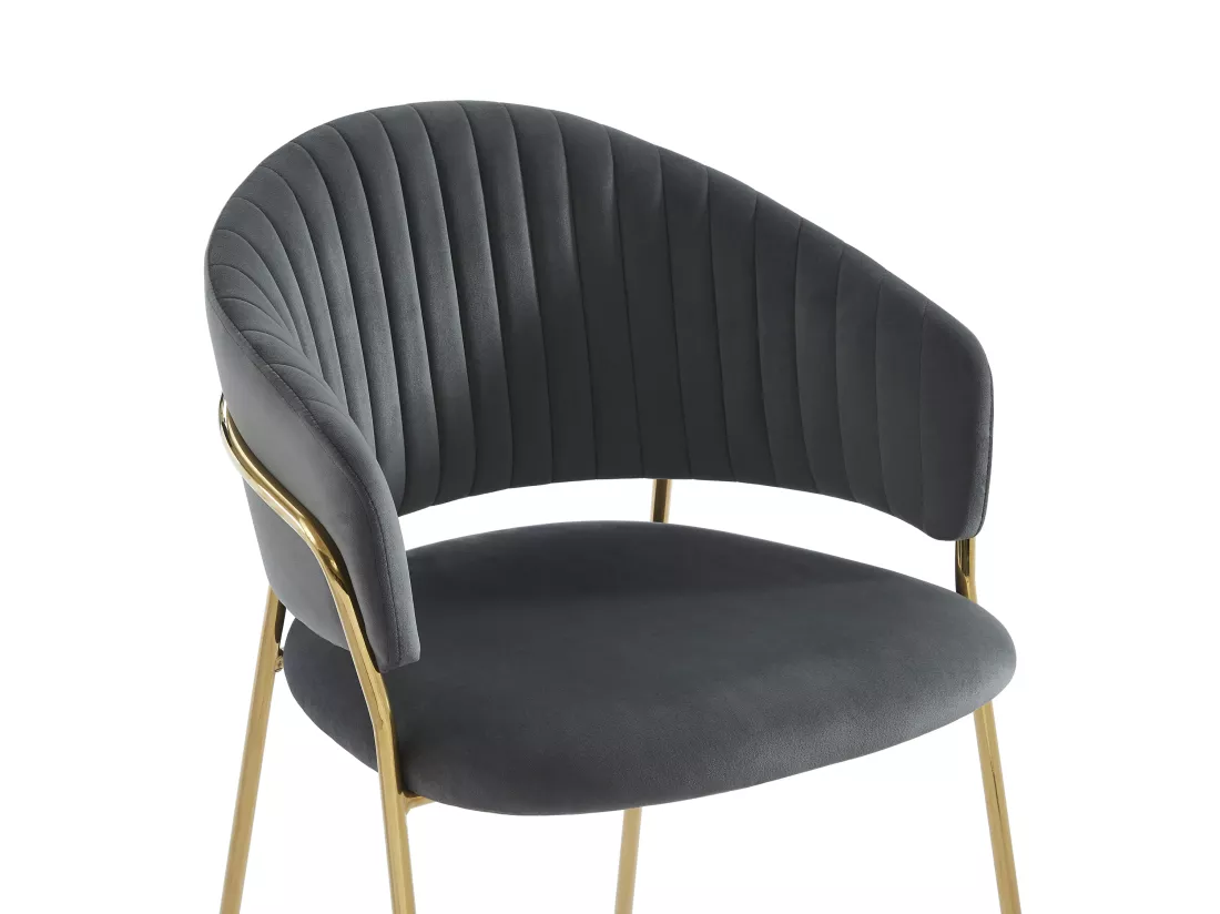 Lot de 6 chaises en velours et métal doré - Gris - MADOLIA de Pascal MORABITO