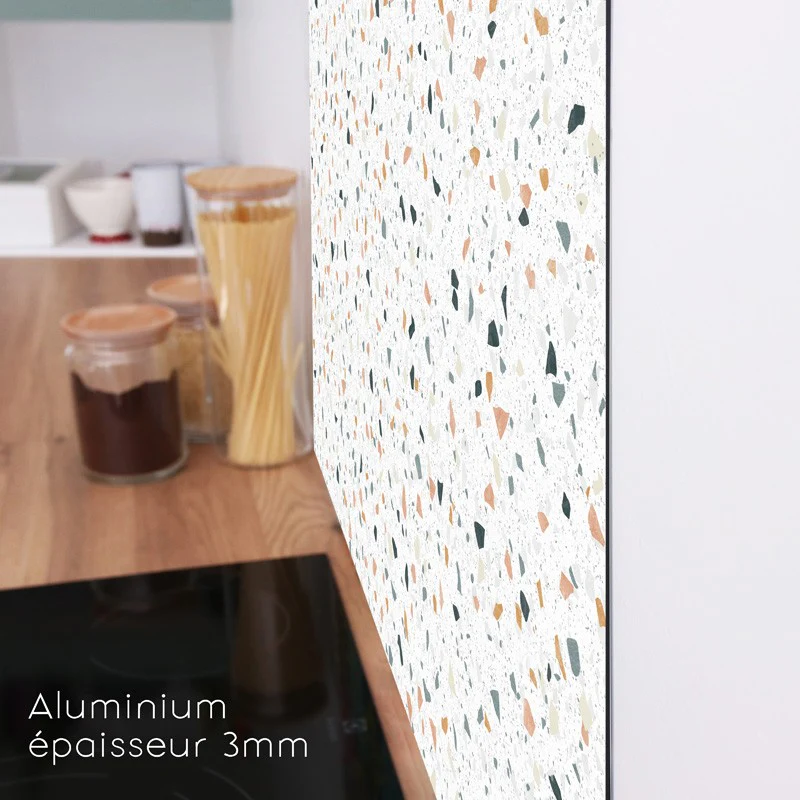 Crédence cuisine Bandeau ALU lot de 2 L100xH 20cm - TERRAZZO DOLCE 99d