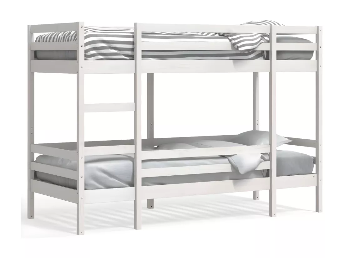 Lit superposé Blanc 90x190 cm Bois de pin massif